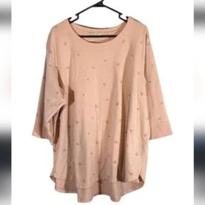 Jane & Delancey pink heart 1x 3/4 sweater